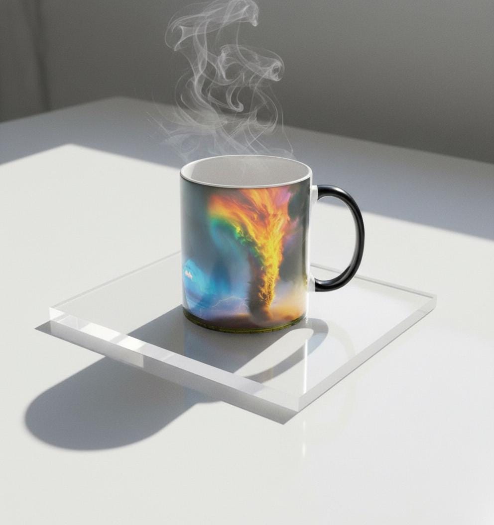 Color-Changing Tornado Mug, Heat-Reactive Ceramic Coffee Cup for Enchanting Beverages