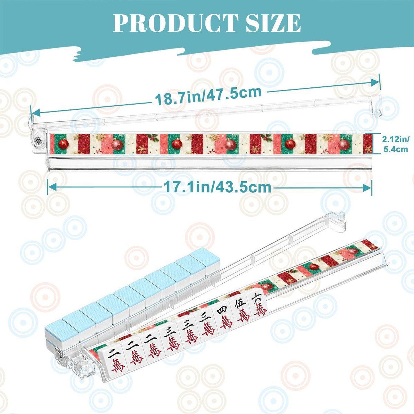 Classic Christmas Mahjong Tile Pusher Rack Set of 4, Festive Acrylic with Integrated