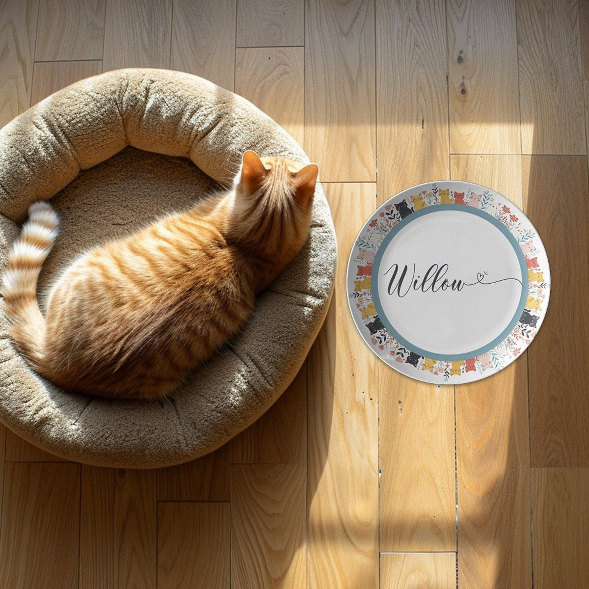 Personalized Cat Food Plate: Custom Kitty Dish, Decorative Pet Bowl
