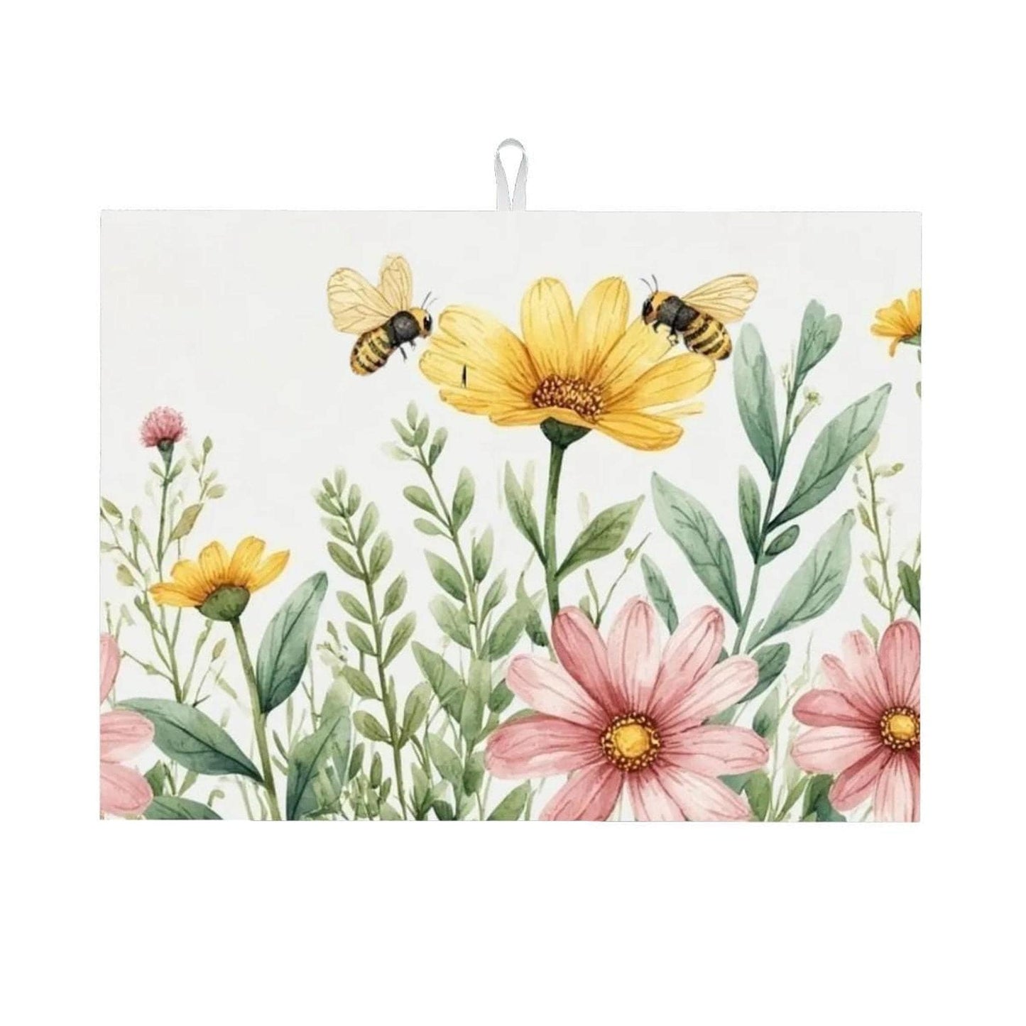 Floral Drying Mat, Large Microfiber Kitchen Dish Mat with Absorbent Design