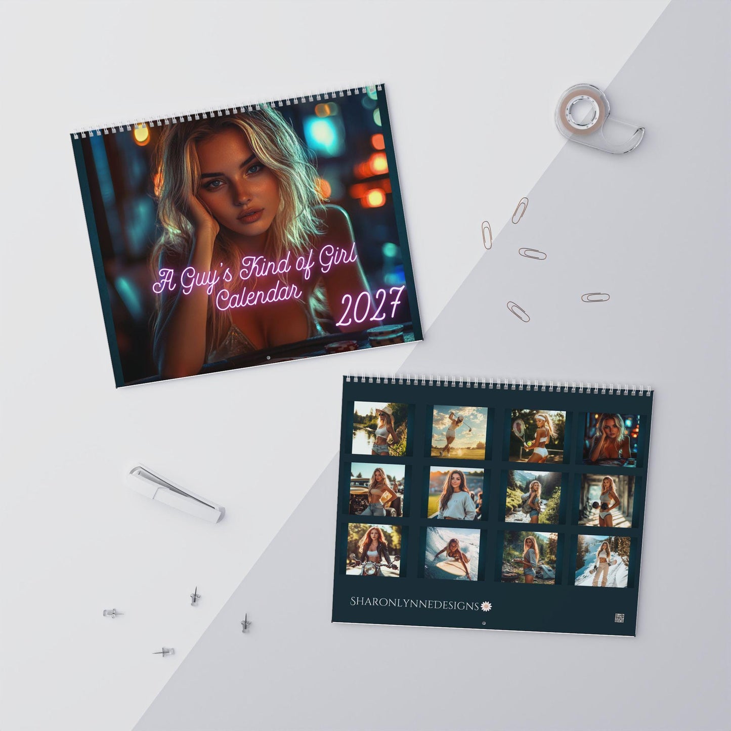2027 Pinup Photography Wall Calendar, Monthly with Blank Grids
