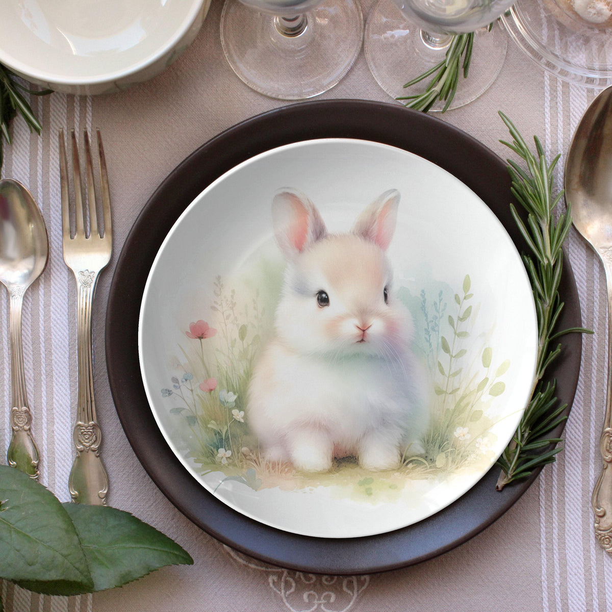 Bunny Dinner Plates: Handcrafted Rabbit Design for Easter, Holiday Gifts & Tableware Collections