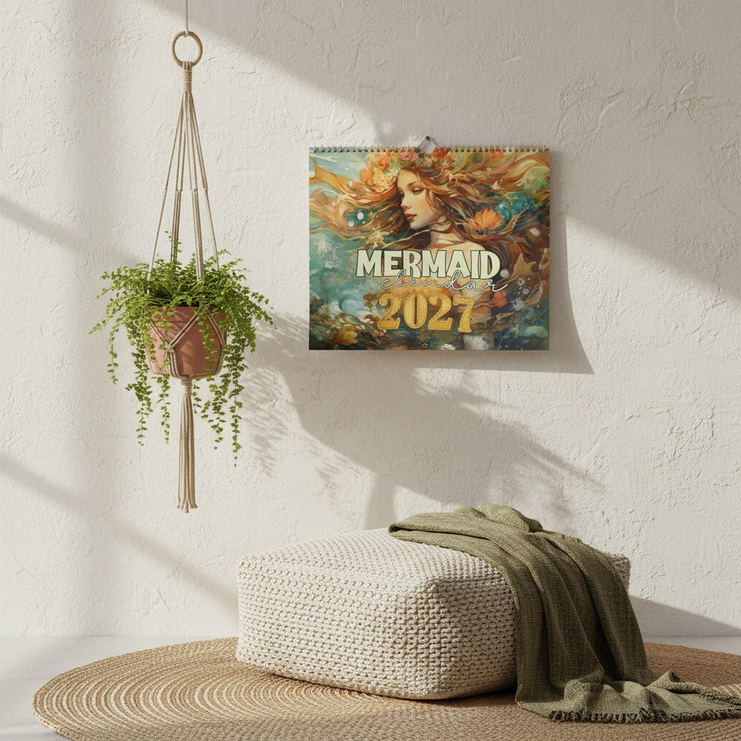Mermaid Art Wall Calendar | 2027 Illustrated Monthly Planner