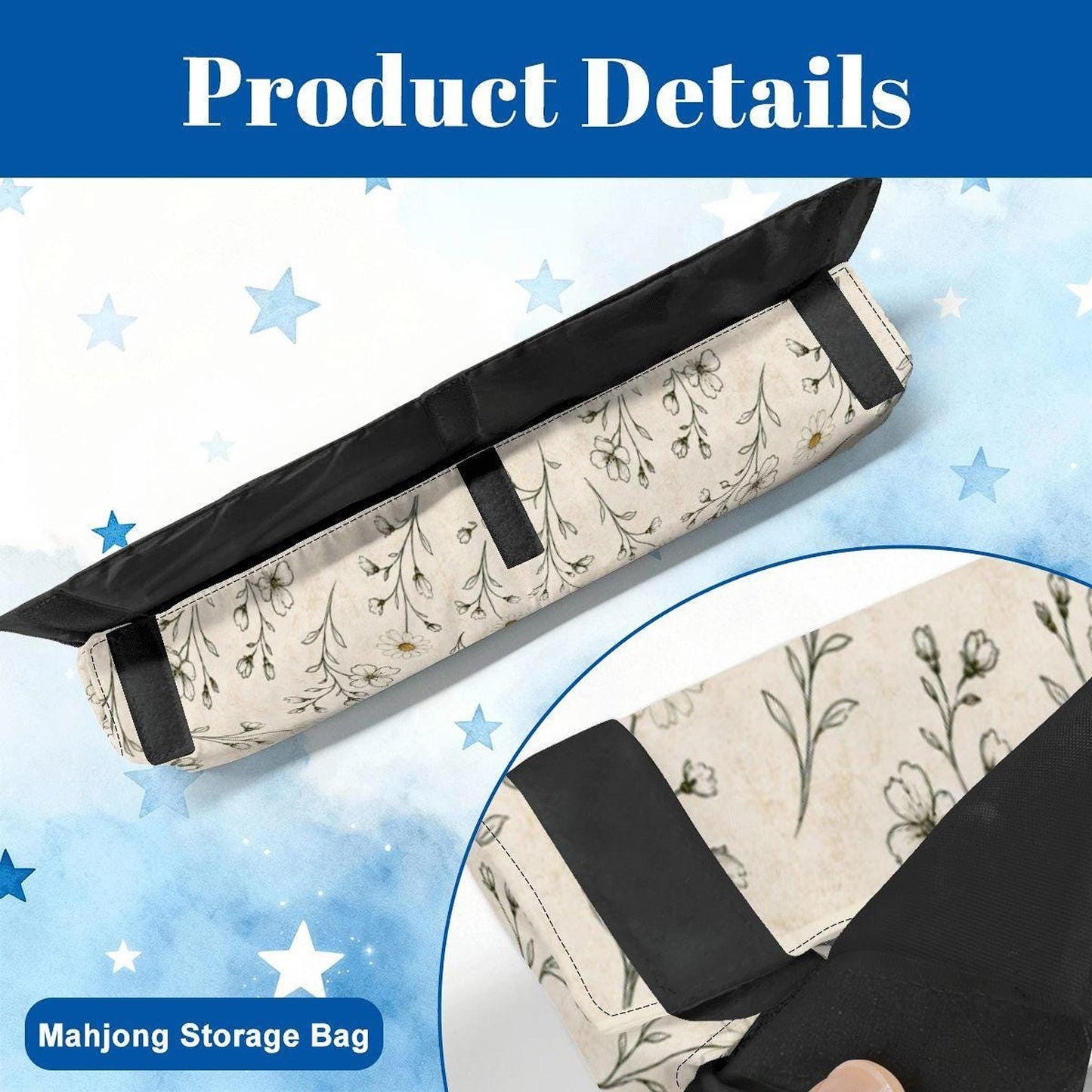 Custom Mahjong Bag Set, Personalized Floral Canvas Storage for Essentials