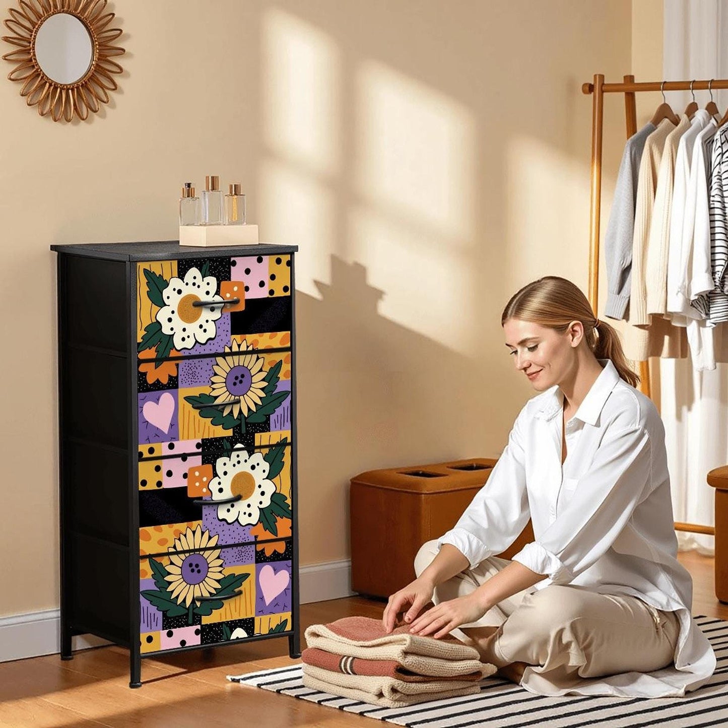Modern Dresser with 4 Drawers - Artistic Storage Solution for Your Bedroom