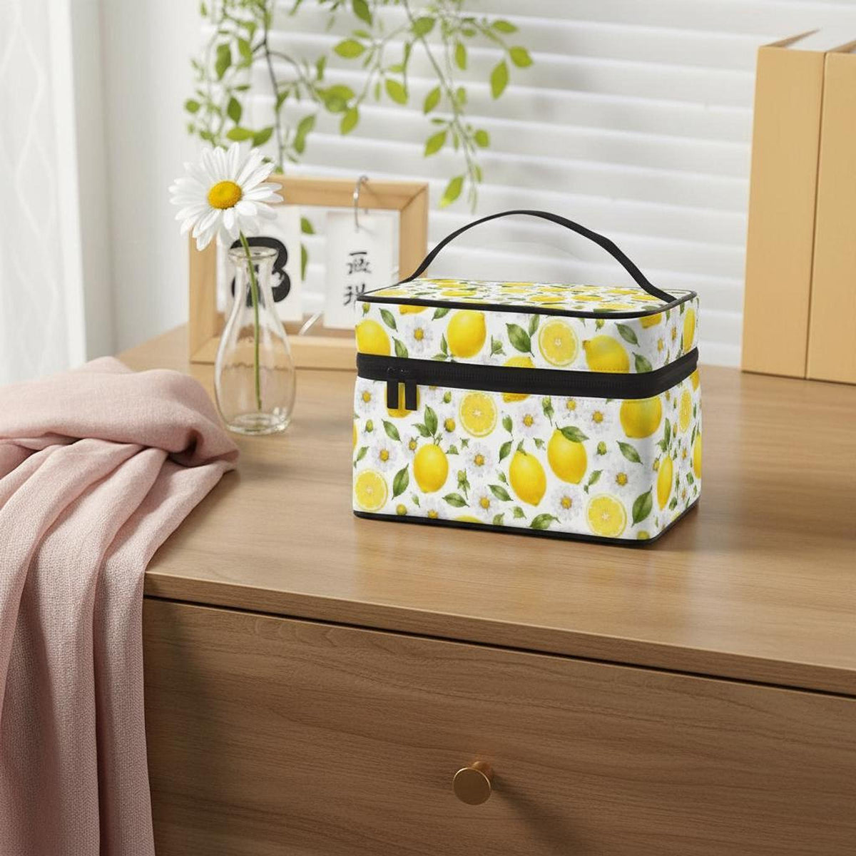 Lemon Portable Mahjong Bag - Durable Polyester Tote for Game Night
