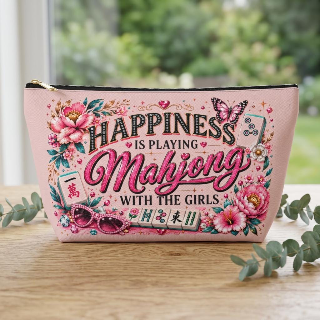Happiness Is Playing Mahjong Tile Pouch
