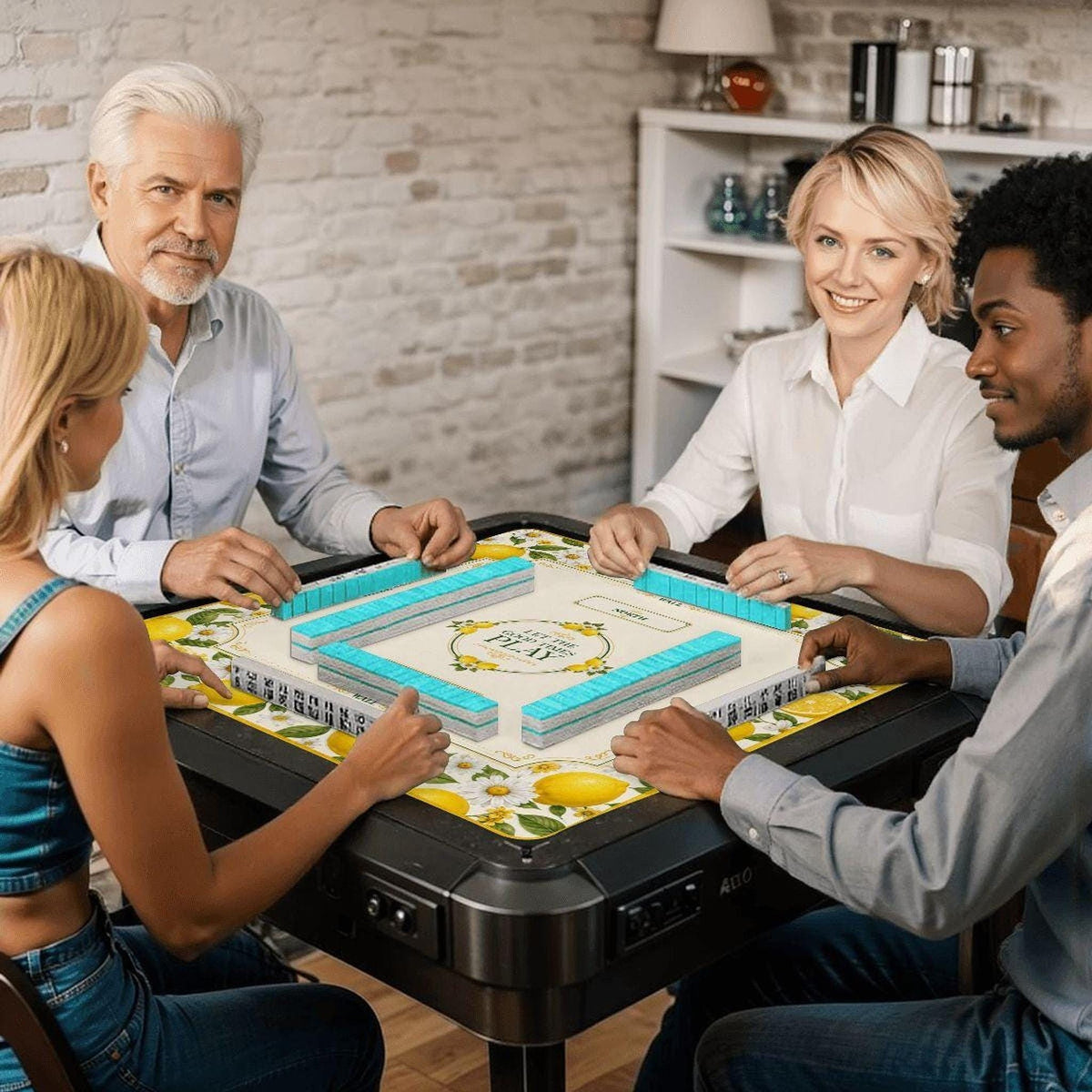 Lemon Mahjong Mat | Vibrant Floral Game Board, Durable Polyester Surface