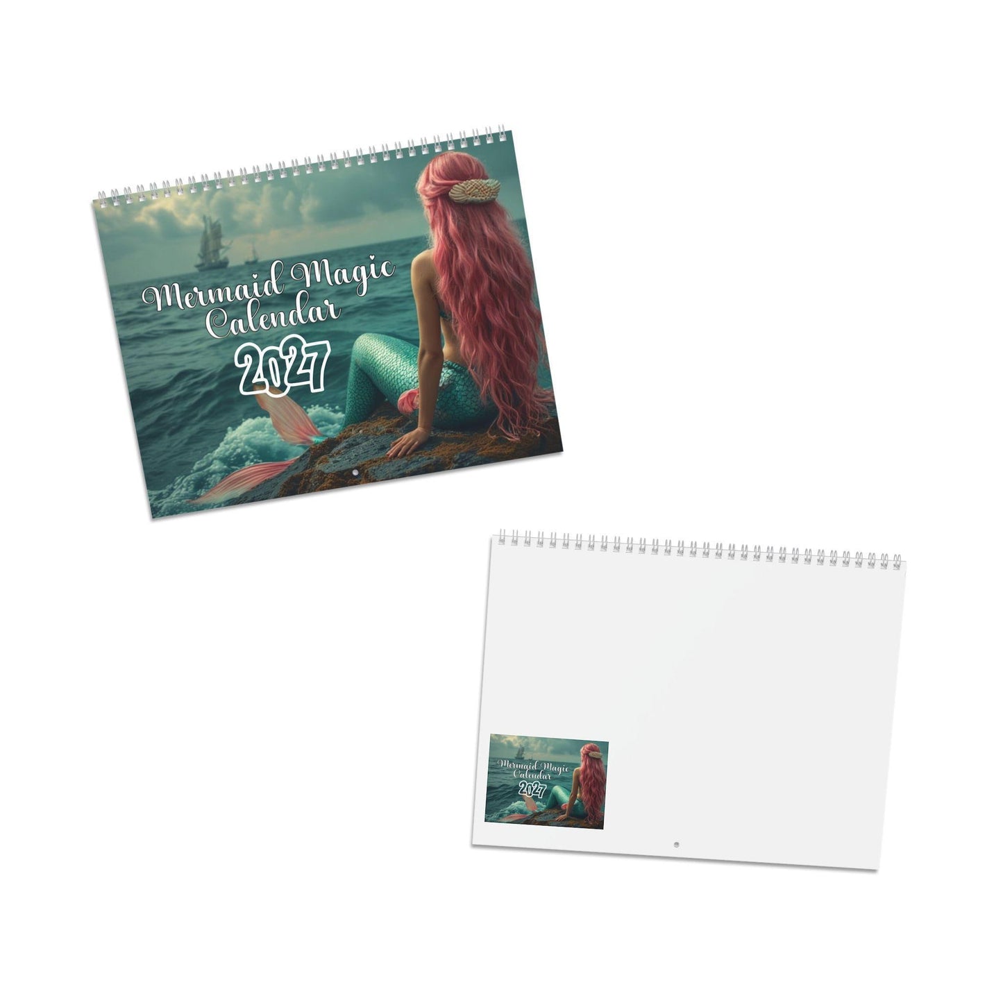 Mermaid Calendar 2027, Semi-Gloss Paper with Wire Binding, 10.8 × 8.4 Inches