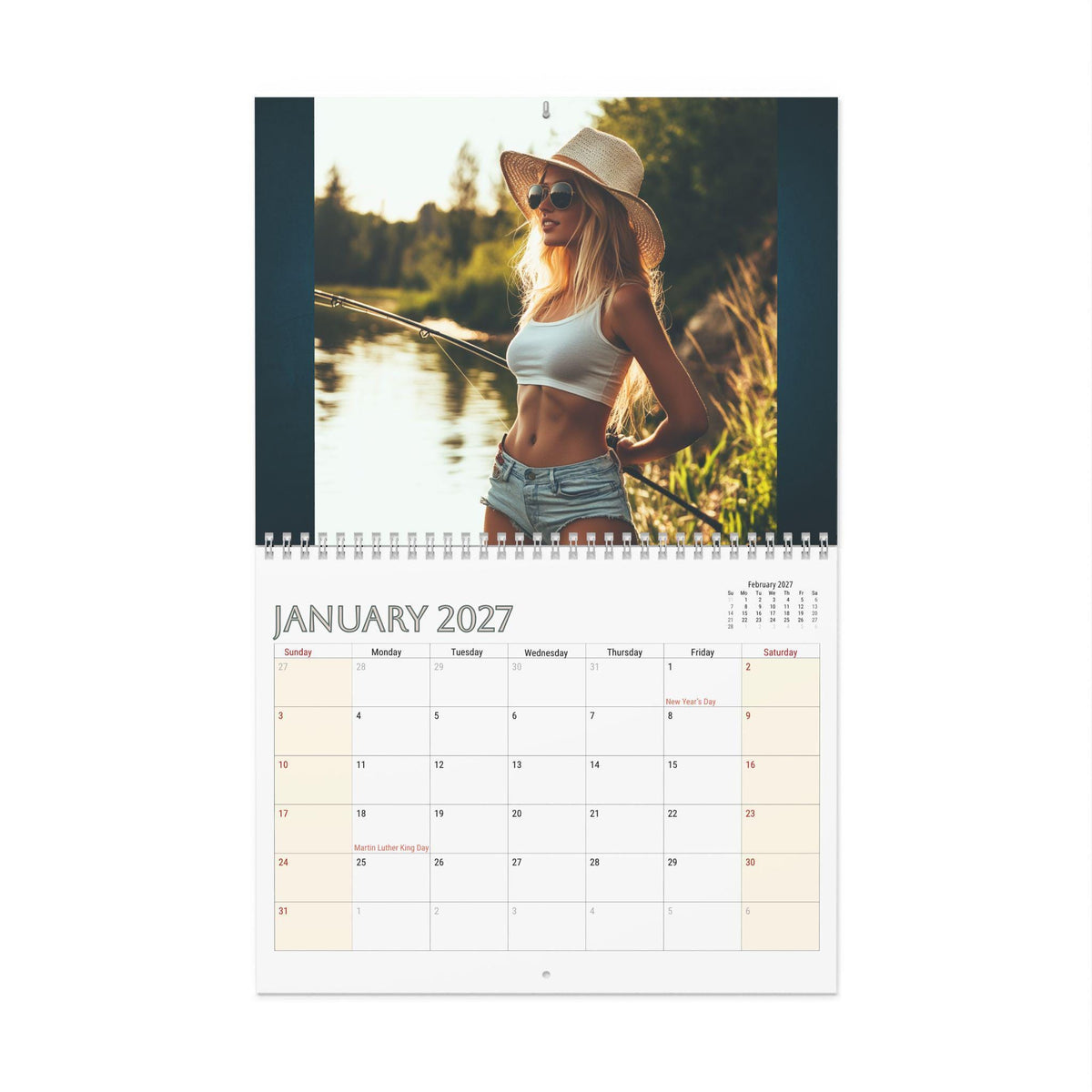 2027 Pinup Photography Wall Calendar, Monthly with Blank Grids