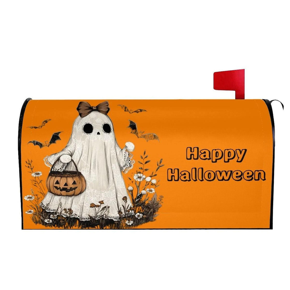 Weatherproof Holiday Mailbox Wrap, Waterproof 100% Oxford Polyester with Magnetic Halloween Design