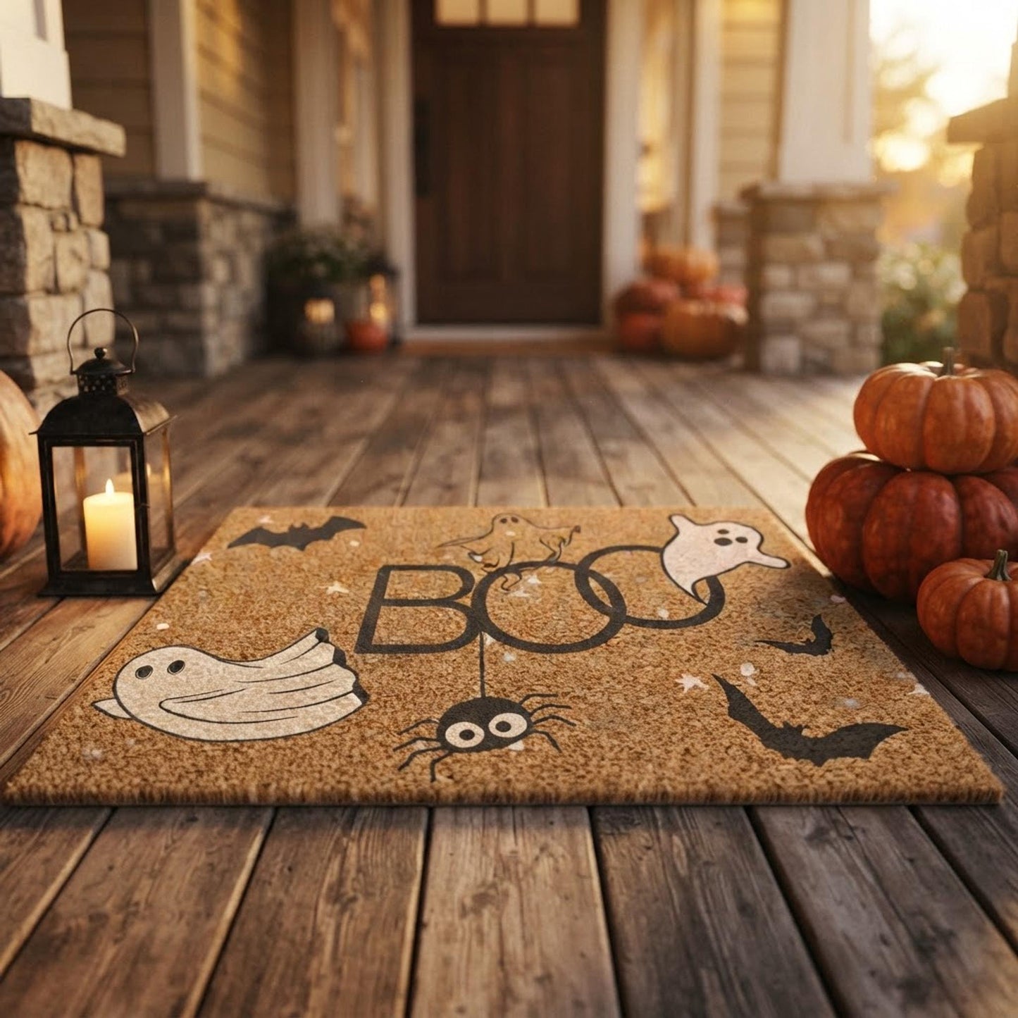 Otherworldly Haunted Halloween Doormat, Personalized Coir, 24 × 16 Inch