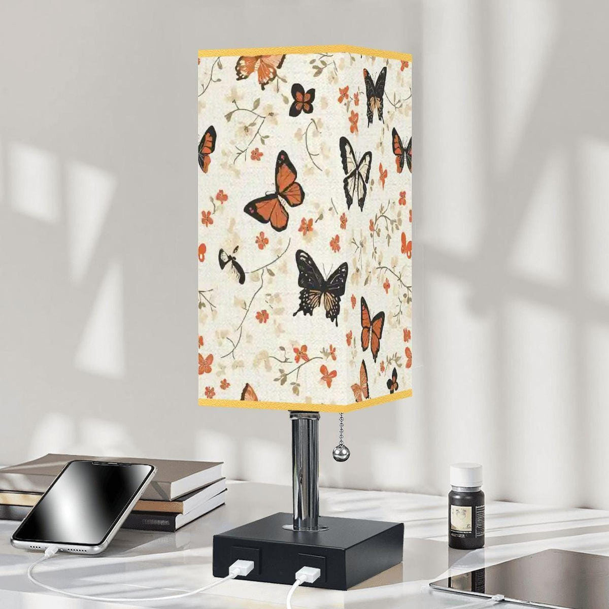 Butterfly Table Lamp with USB Port and Gold Accent for Modern Home Decor