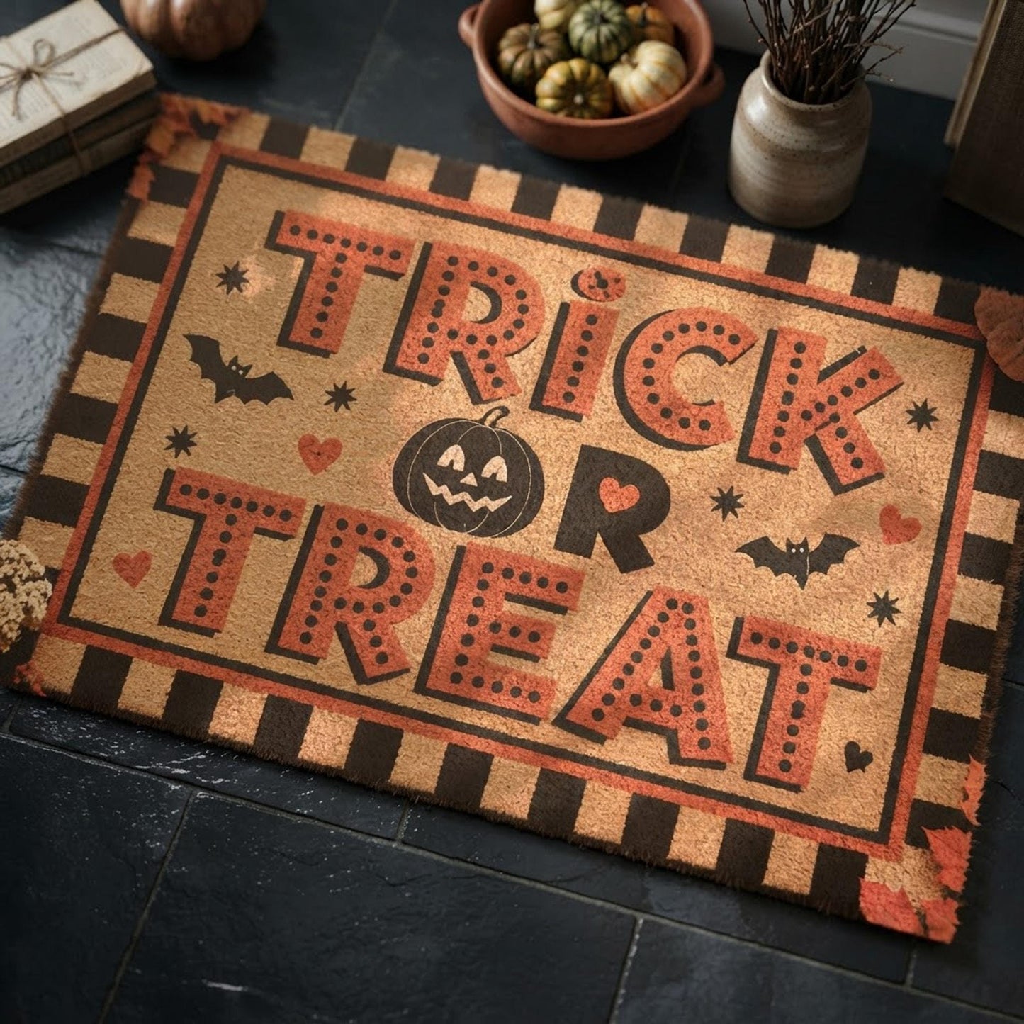 Halloween Coir Doormat, 24 × 16 Inch with Anti-Slip Backing