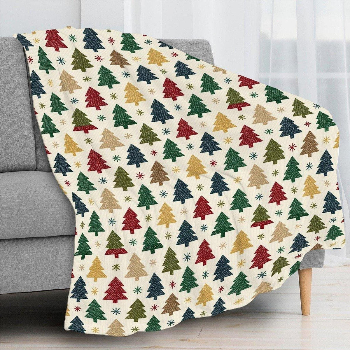 Christmas Flannel Blanket, Tree Print With Seven Size Options
