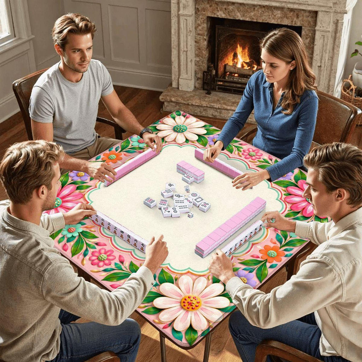 Dizzy Daisy Mahjong Mat 33"x33" (Ship Rolled up)