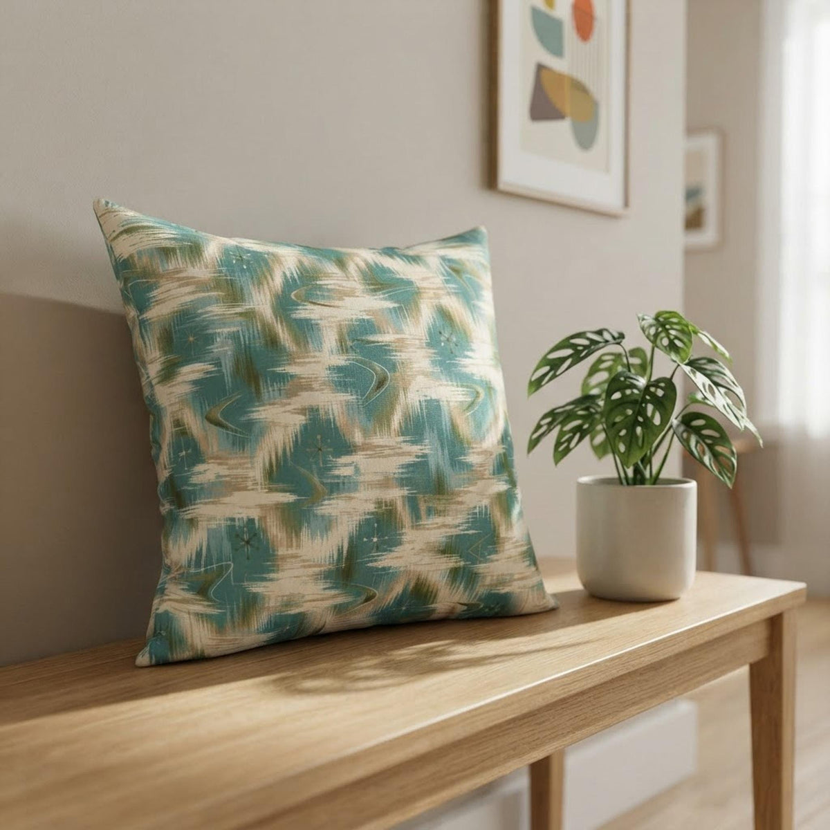 Retro Rhythm Faux Suede Square Pillow
