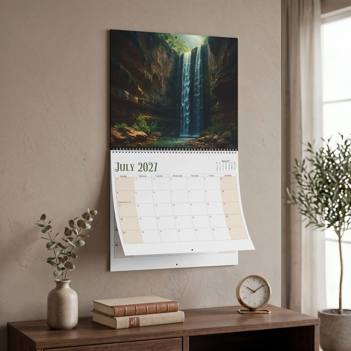 Waterfall Landscape Wall Calendar, 2027 Nature Photo Scenes on Matte Paper