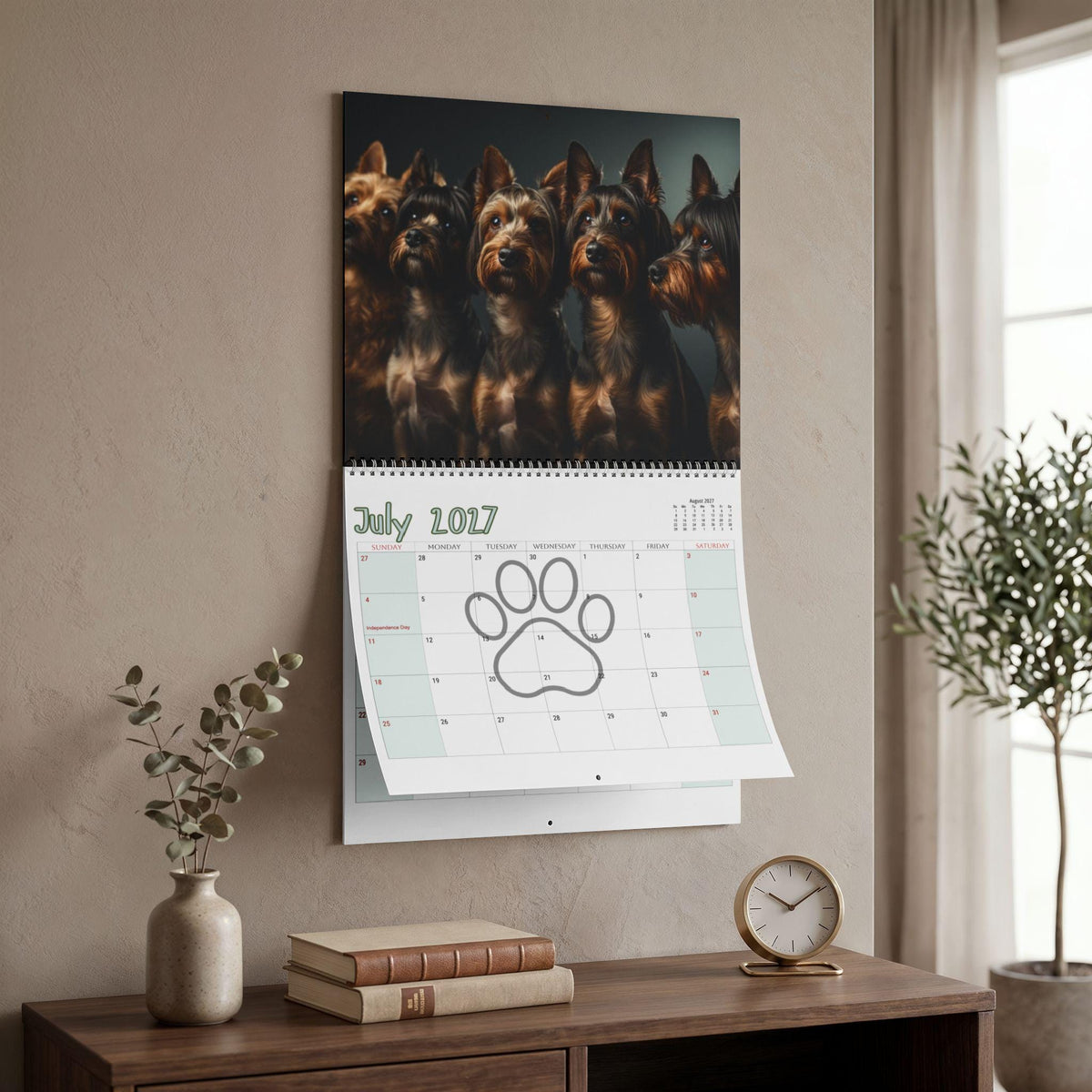 Dogs With Bobs Wall Calendar, Blank Monthly Layouts in Two Sizes