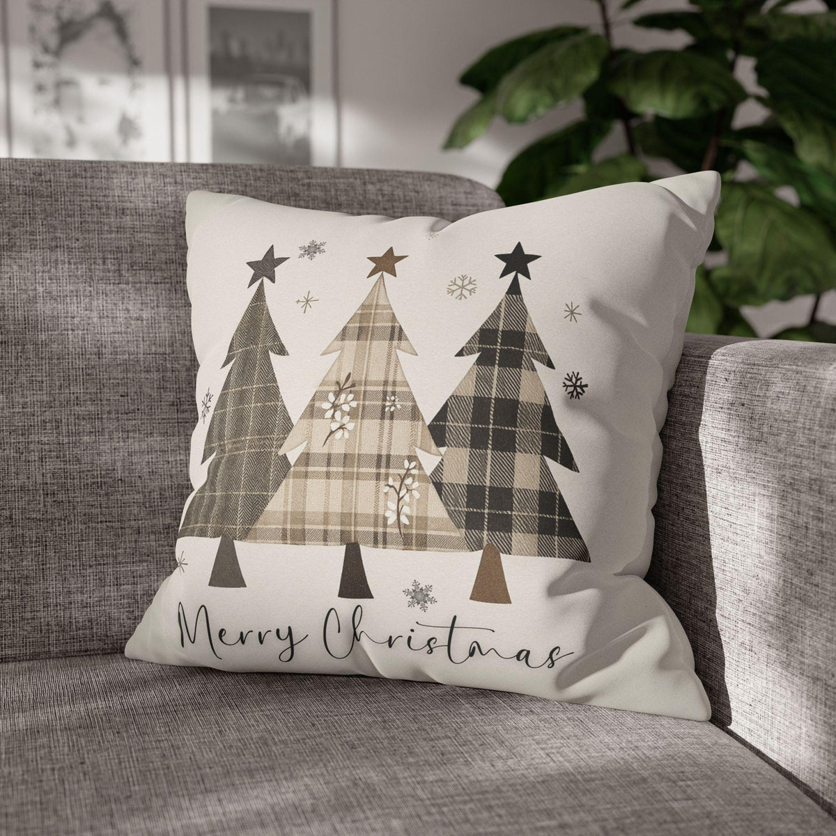 Festive Christmas Tree Faux Suede Pillowcase - Holiday Home Decor Accent for Cozy Winter Celebrations