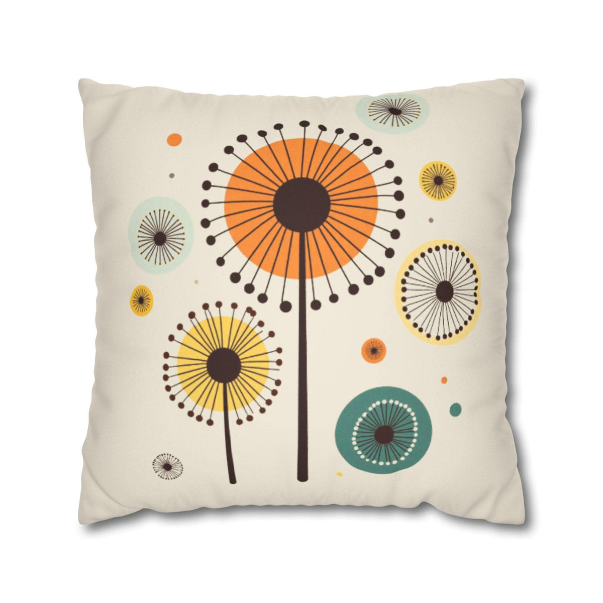 Retro Dandelion Floral Mid Century Boho Throw Pillowcase