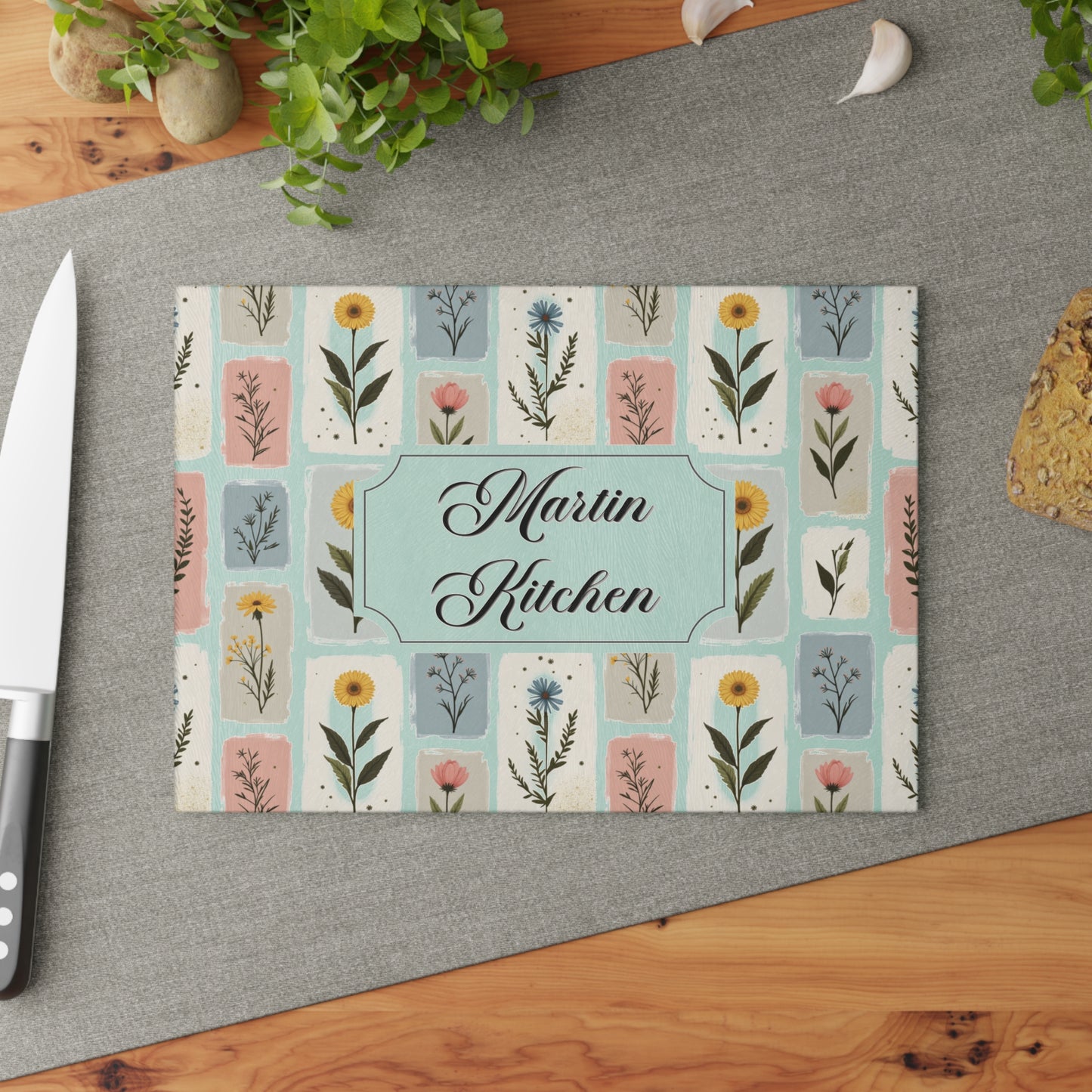 Personalized Name Glass Cutting Board | Custom Engraved Cutting Board