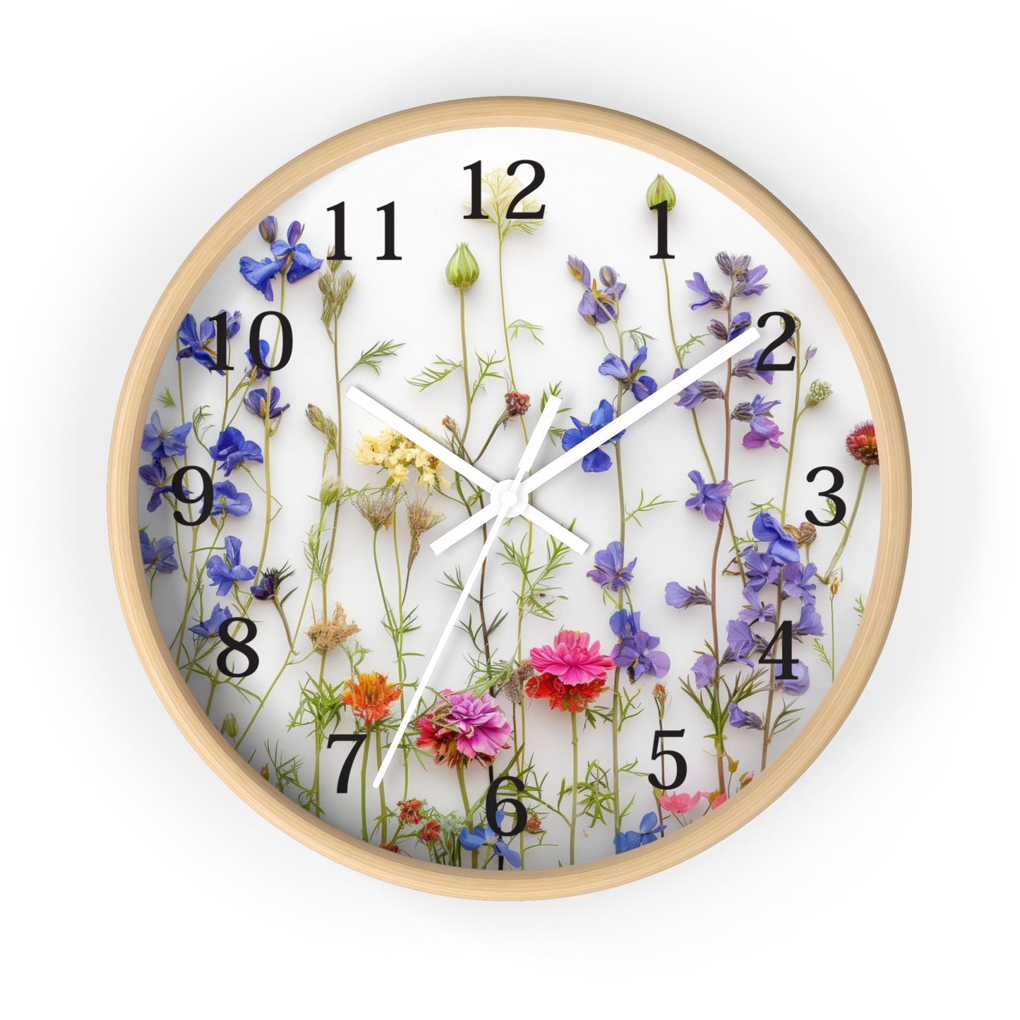 Floral Minimal Wall Clock | Modern Round Home Decor Clock
