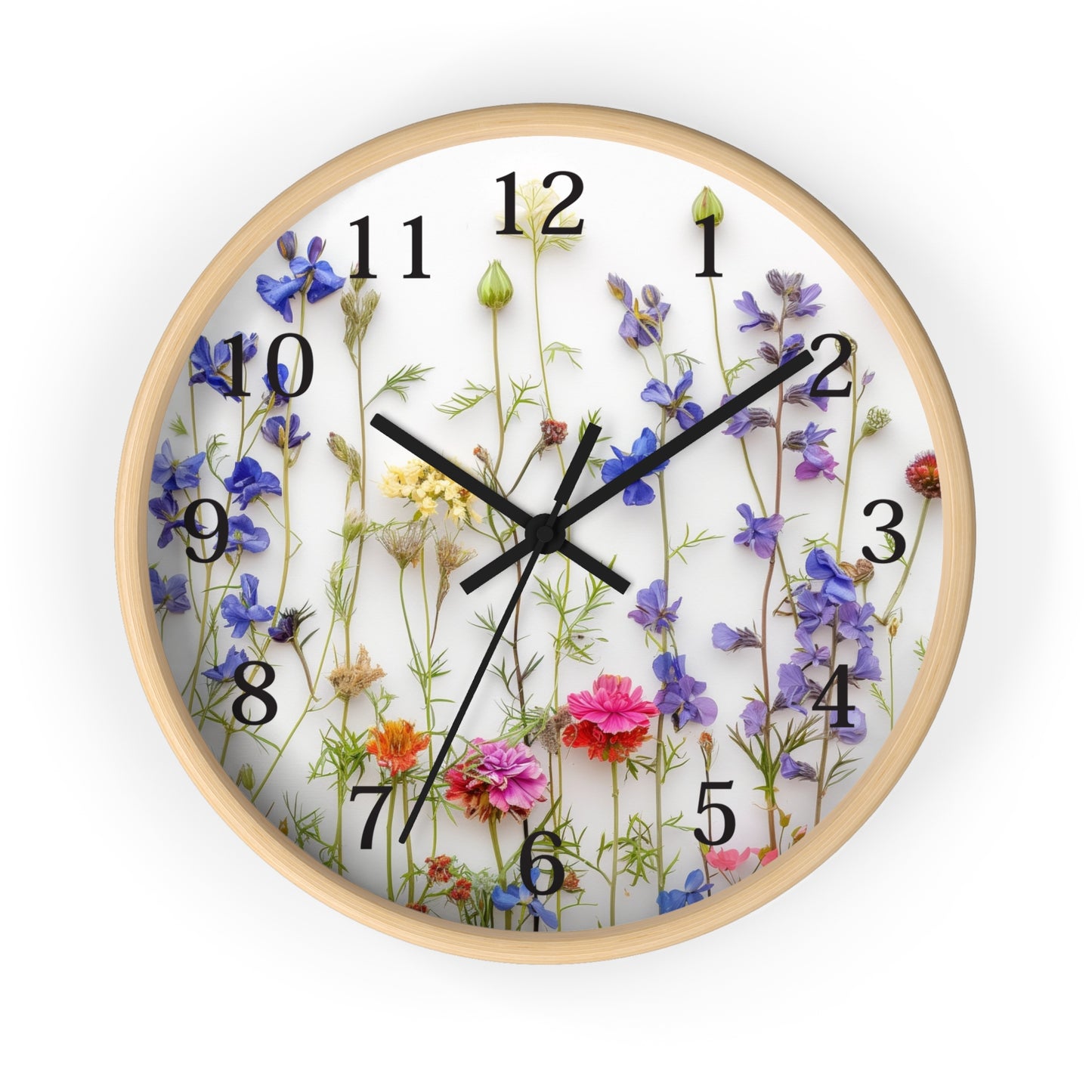 Floral Minimal Wall Clock | Modern Round Home Decor Clock