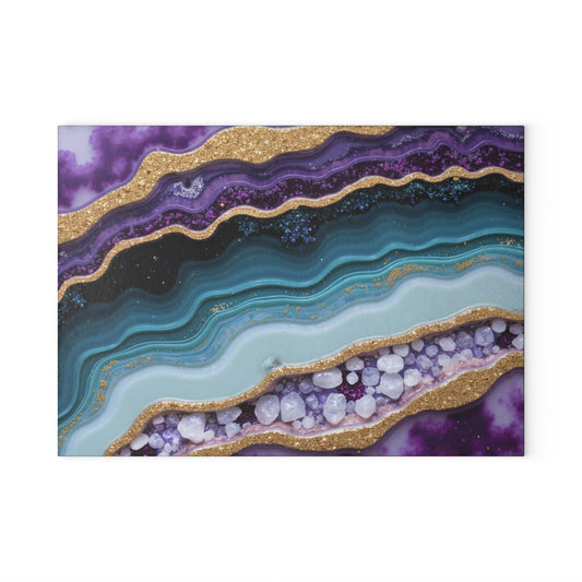 Purple Agate Geode Inspired Glass Cutting Board
