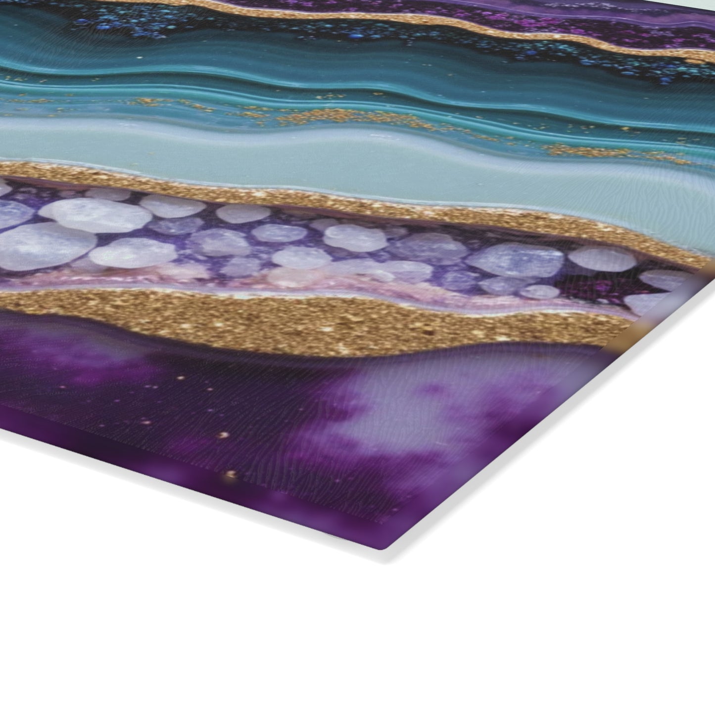 Purple Agate Geode Inspired Glass Cutting Board