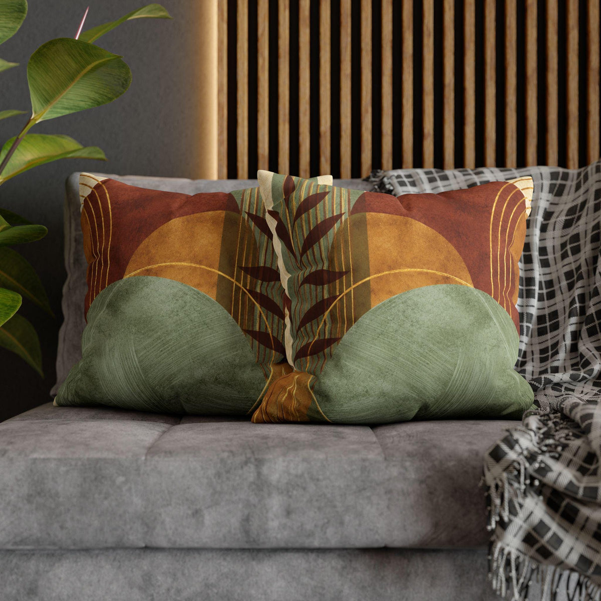 Earth Tone Decor Faux Suede Sunset Pillowcase, Double-Sided Square Cushion