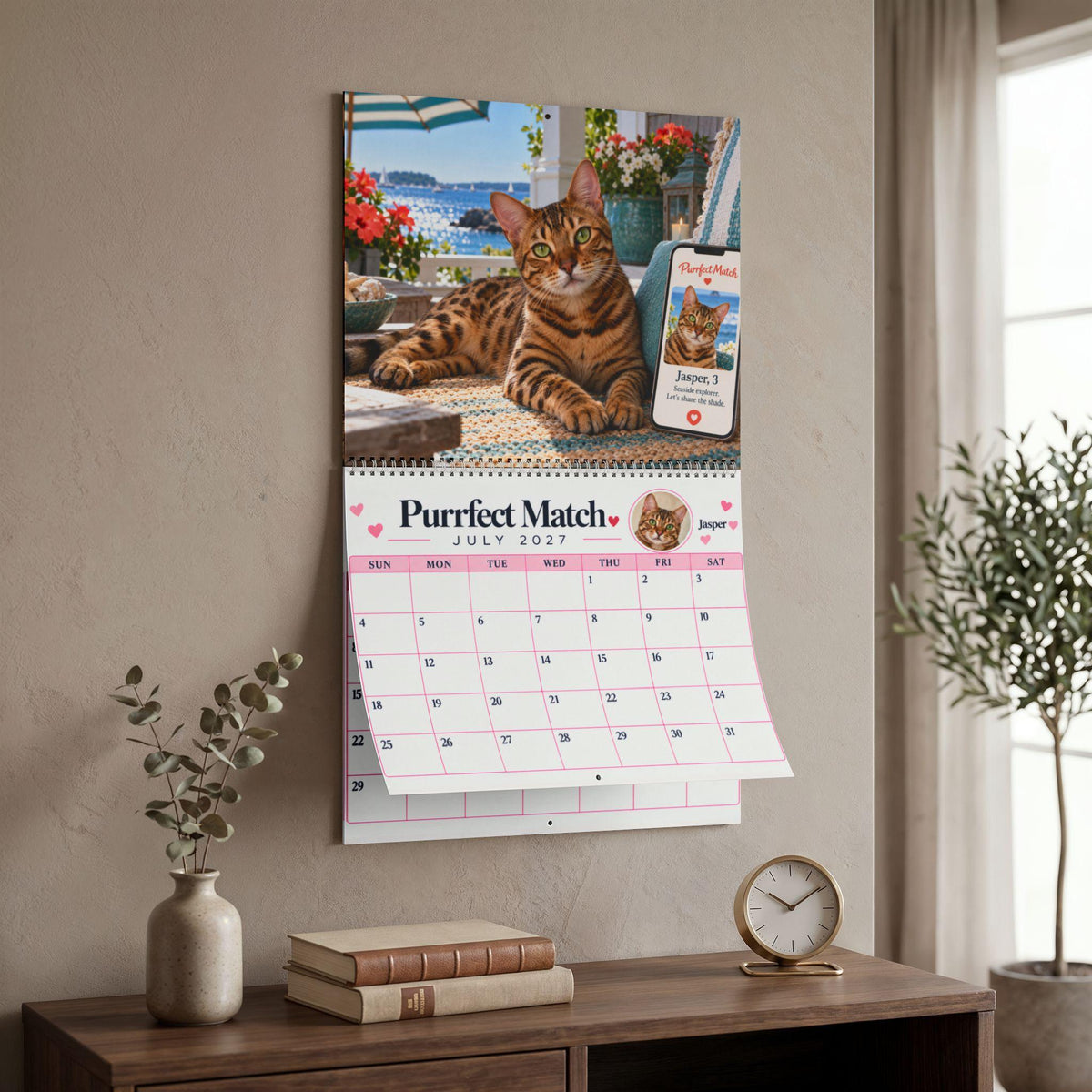 Purrfect Match Wall Calendar | 2027 Cat Photos, Monthly Planner