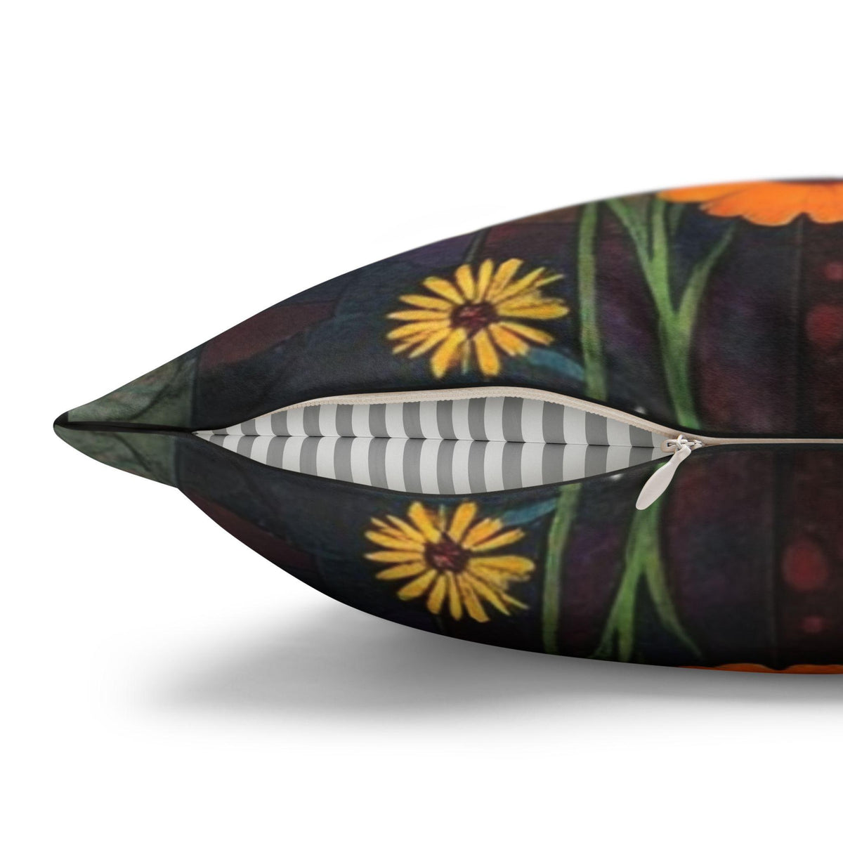 Retro Cat Pillow with Floral Design, Faux Suede Boho Home Decor