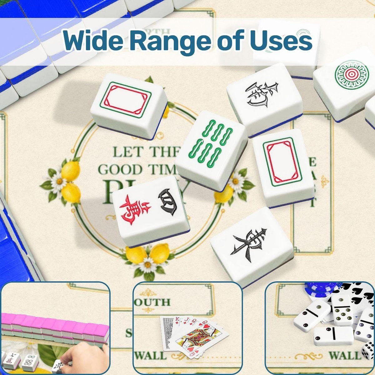 Lemon Mahjong Mat | Vibrant Floral Game Board, Durable Polyester Surface