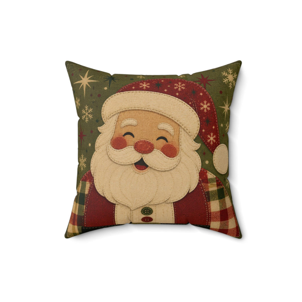 Vintage Santa Pillow, Double-Sided Faux Suede Cover, Four Sizes