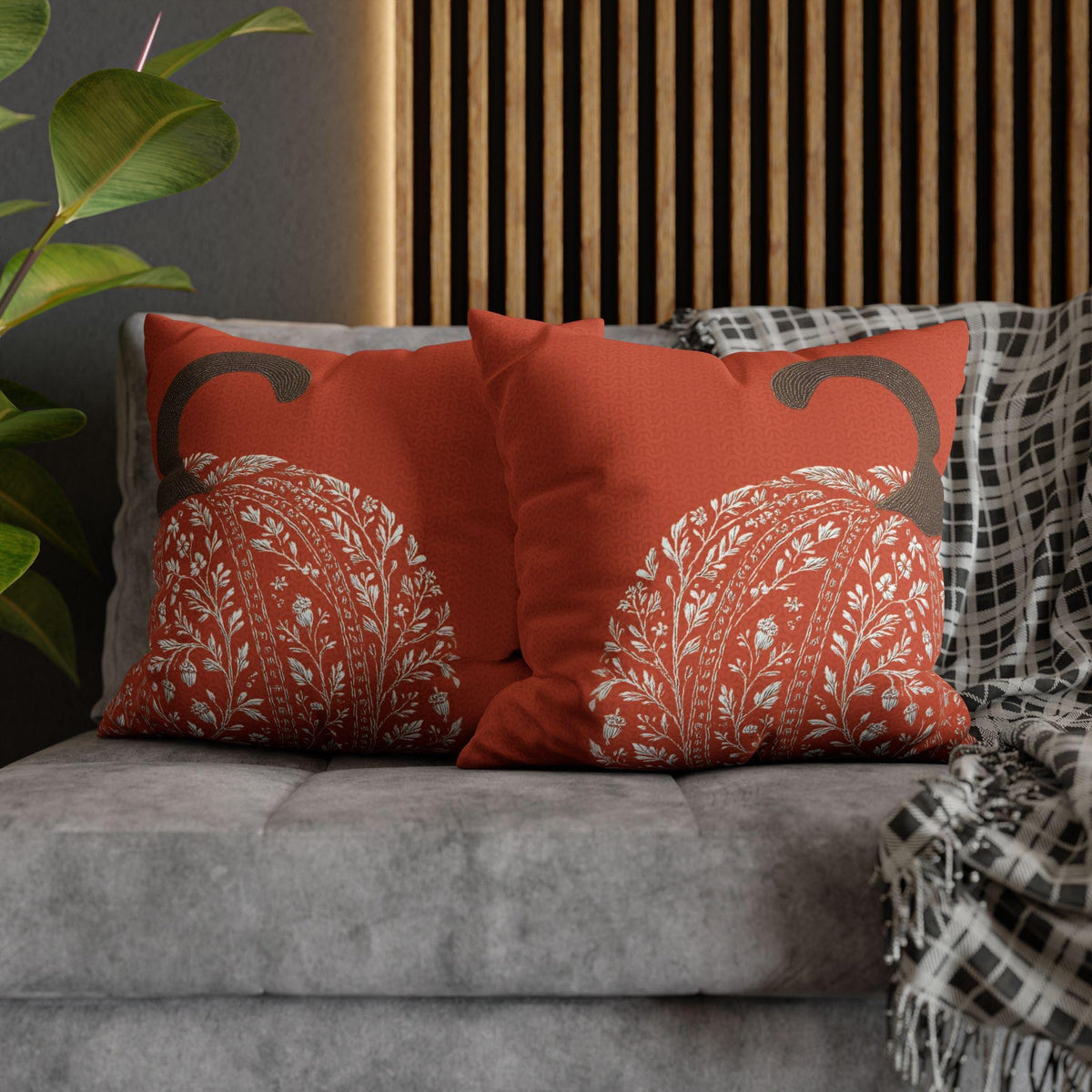 Autumn Pumpkin Square Pillowcase, Faux Suede Double-Sided Print with Concealed Zipper