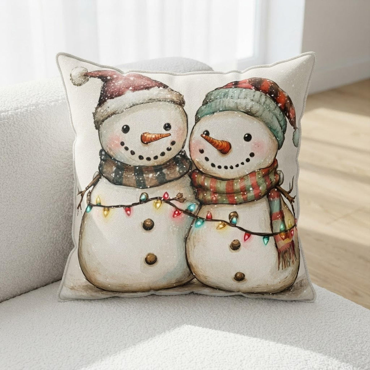 Snowman Pillow, Double-Sided Polyester Christmas Cushion in 4 Sizes