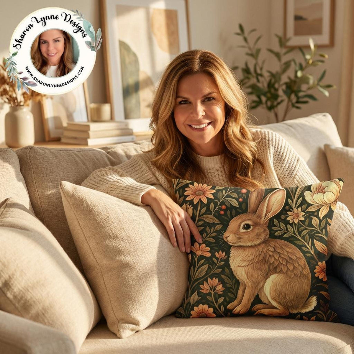 Faux Suede Bunny Pillow Cover, Double-Sided Print with Polyester Insert