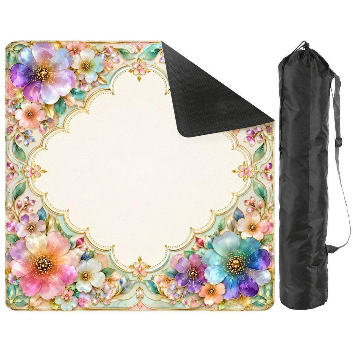 Floral American Mahjong Mat, 33" x 33" Polyester Game Surface