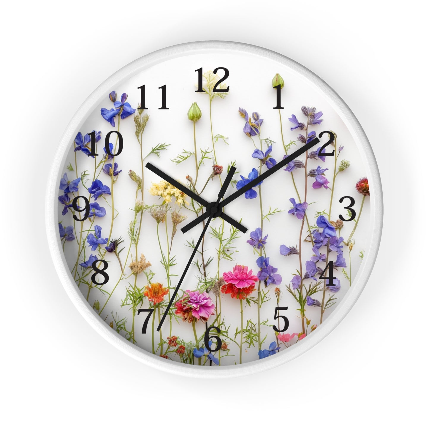 Floral Minimal Wall Clock | Modern Round Home Decor Clock