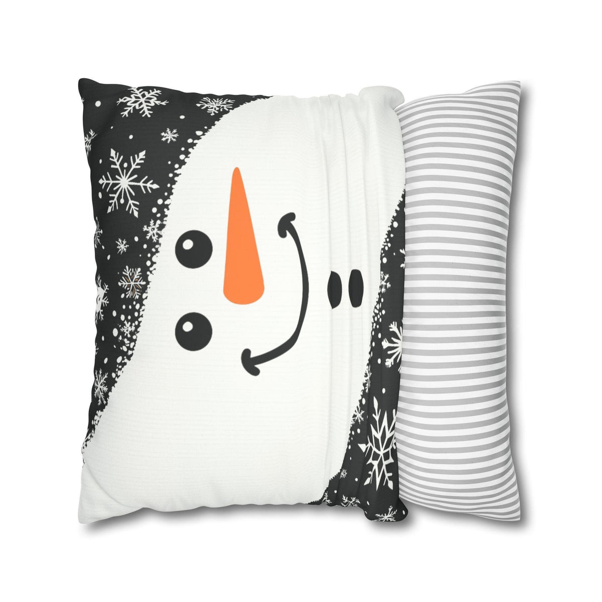 Christmas Pillowcase with Snowman Print, Faux Suede Square Cushion Cover
