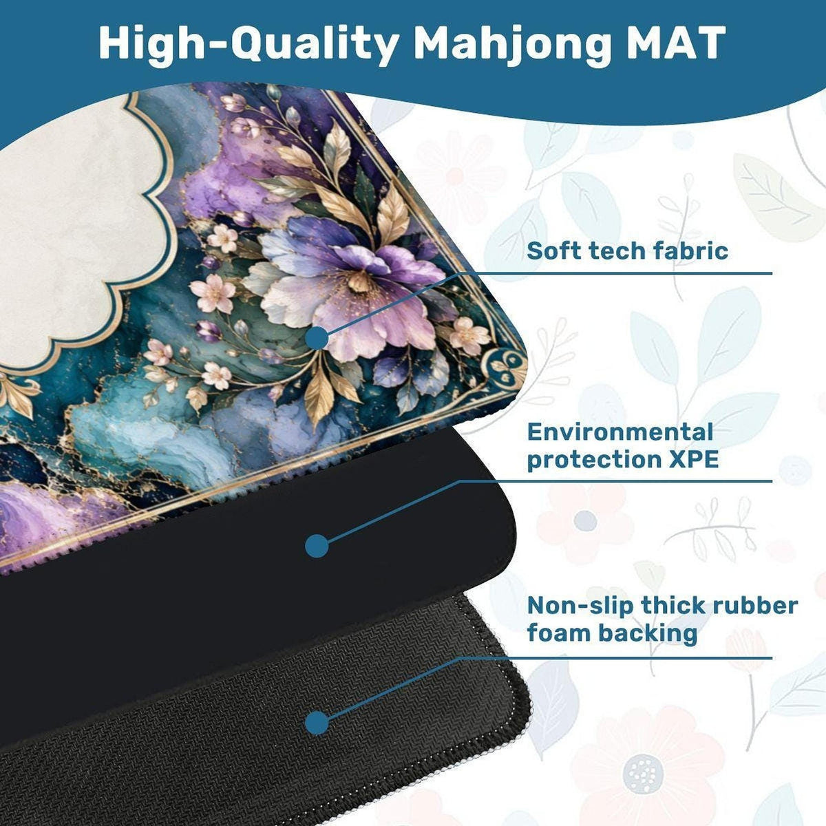 Mystic Garden Mahjong Mat 33"x33" (Ship Rolled up)