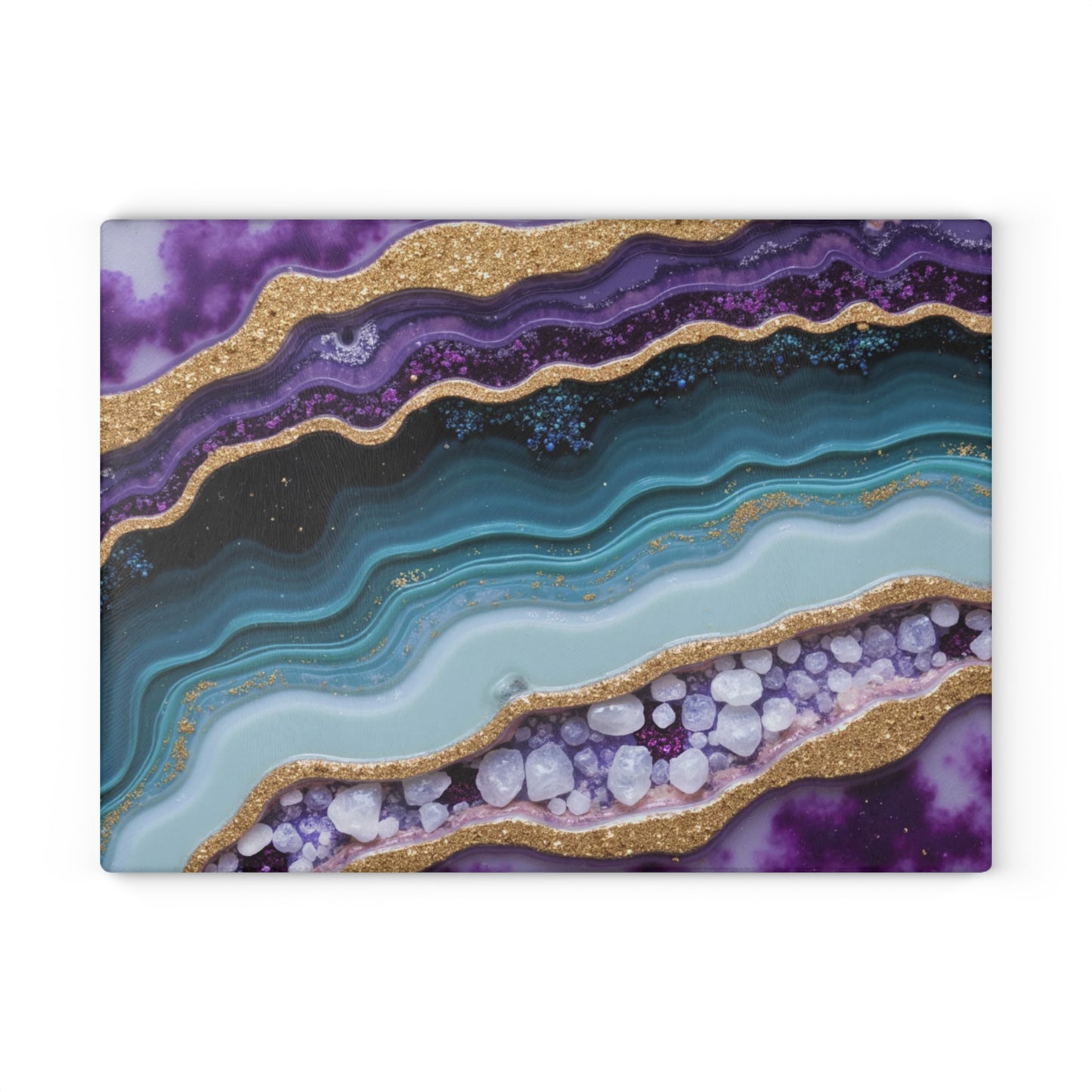 Purple Agate Geode Inspired Glass Cutting Board