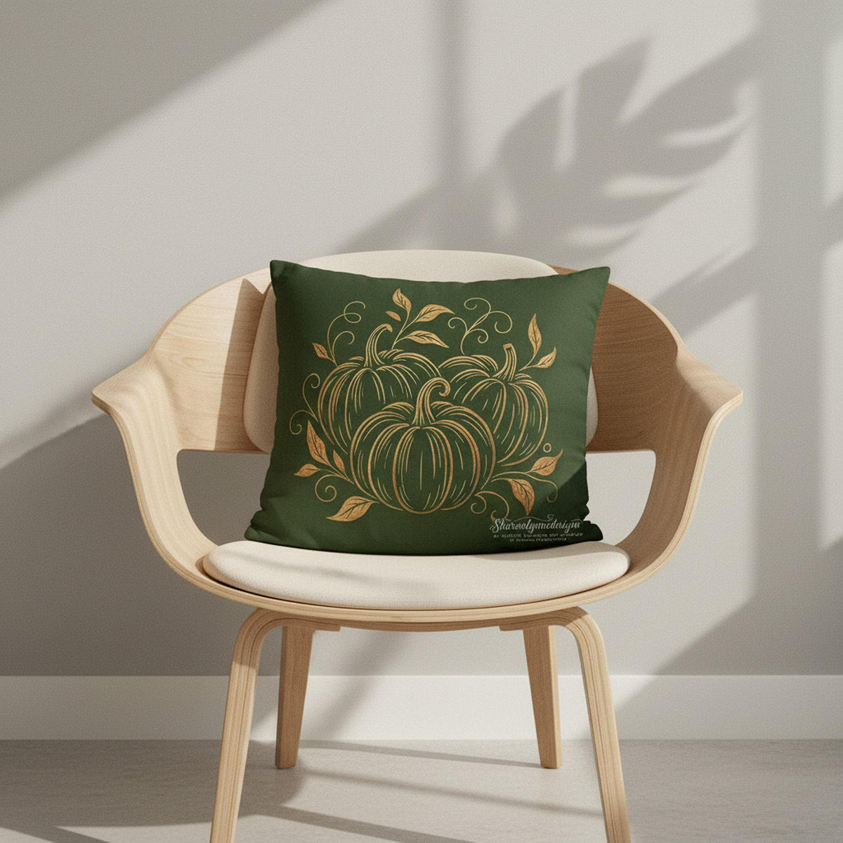 Decorative Farmhouse Pillow Cover, 100% Faux Suede Autumn Pumpkin Floral Print, Double-Sided Concealed Zipper