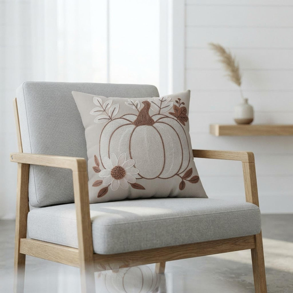 Zippered Washable Pumpkin Pillow, Faux Suede Double-Sided Print with Concealed Closure
