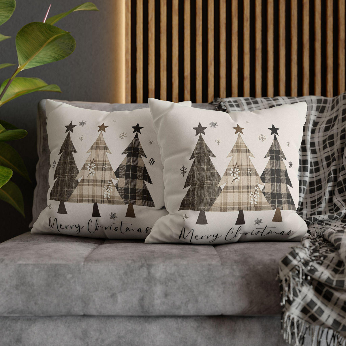 Festive Christmas Tree Faux Suede Pillowcase - Holiday Home Decor Accent for Cozy Winter Celebrations