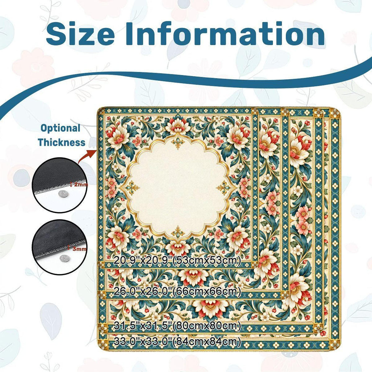 Gilded Garden American Mahjong Mat, Floral Polyester Surface With Rubber Backing