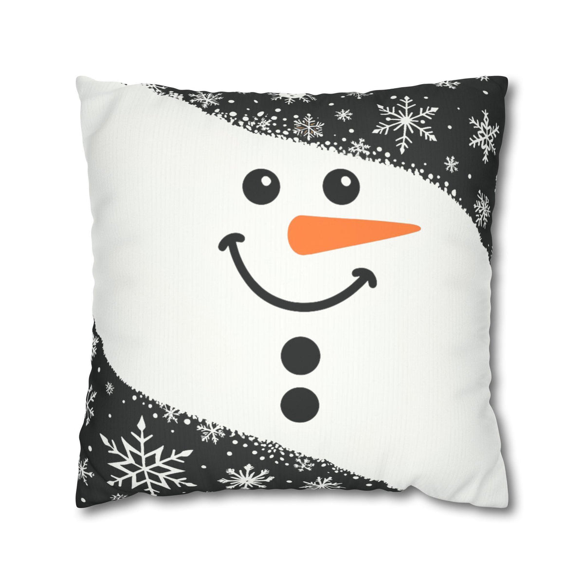 Christmas Pillowcase with Snowman Print, Faux Suede Square Cushion Cover