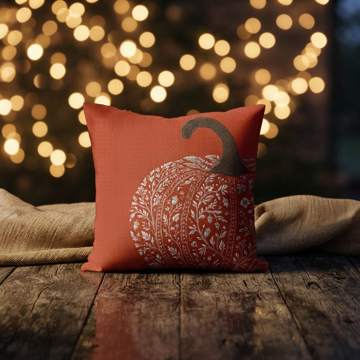 Autumn Pumpkin Square Pillowcase, Faux Suede Double-Sided Print with Concealed Zipper