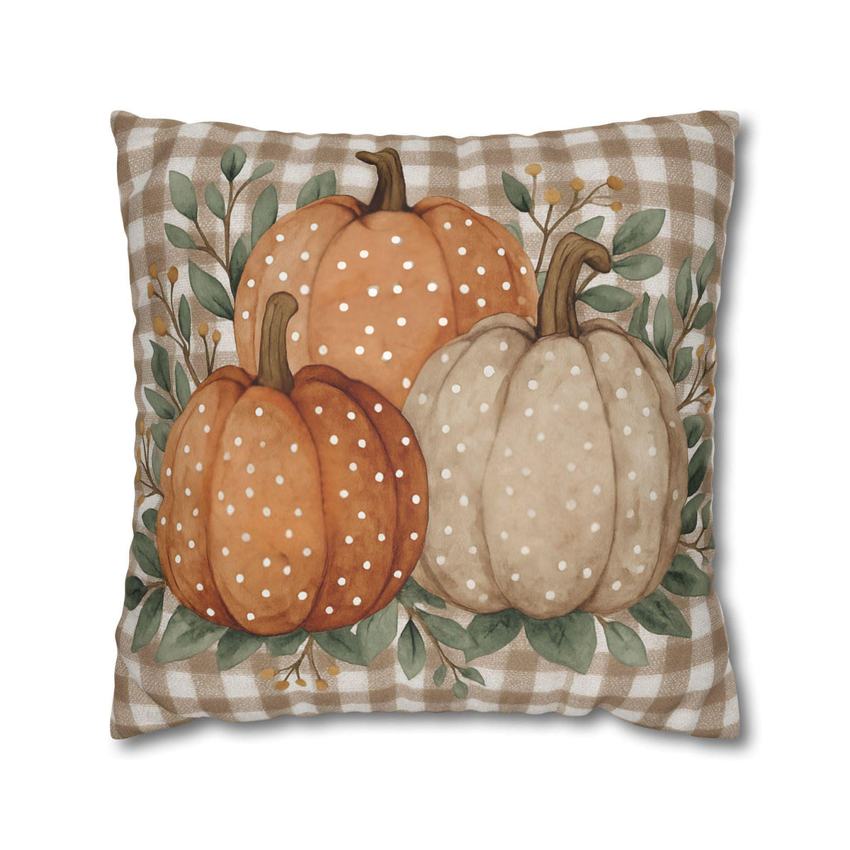 Fall Pillow Cover, Double-Sided Pumpkin Print in Faux Suede, Four Sizes